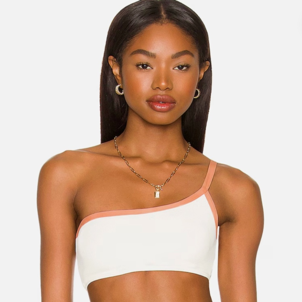 L* Space Axel One Shoulder Ribbed Bikini Top